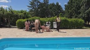 Multiple caning at the pool Full clip _Mistress Lunatika