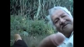Grandpa outdoor with a boy