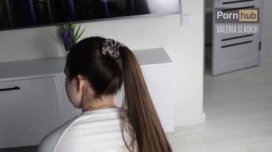 Yogatimer ended in semen all over my stepsister Valeria's big Russian ass