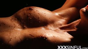 ”Satisfying lesbian babes indulge in erotic oral session”