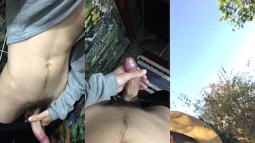 Batendo punheta na roça