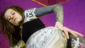 Tattooed teen 18+ First Time - Dildo, Sloppy, Toy - Hippie, Punk, Goth, Alt Porn