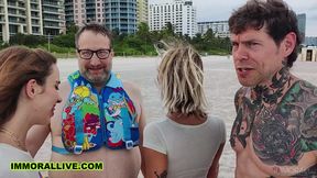 Beach Bunny Blondes Khloe Kapri & Chloe Temple Threesome in Front of Cuckold Sugardaddy - Immoral Live 4K