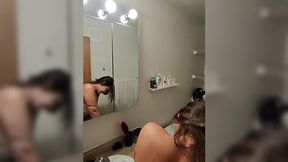 Busted Pissing and Pushed Over for a Raw Fuck by Husband