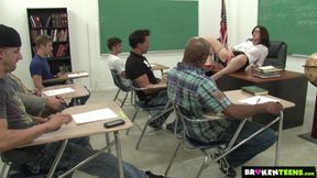 Sheena Ryder has her gangbang fun in the classroom