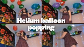 Popping helium balloons on ceiling