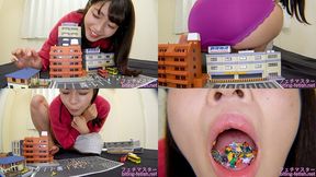 Wakana Yamori - Giantess cute girl Smashing by Butt and Sole, Spitting, Licking by Huge Tongue, Swallowing Tiny poor citizens - MOV 1080p