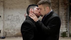 Sexy 2 gay businessmen have sex in an abandoned place