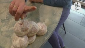 Filled Cakes under two booted Girls