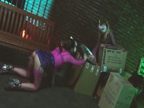 Horny Catsbabes Scene-3 Horny Kittens in Lingerie Fucking Together in the Alley