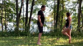 Strip Ballbusting and Blowjob Outdoors with Katie Katt - WMV (HD 1080p)