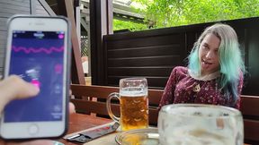 Controlled remote orgasms with my stepsister at the bar!