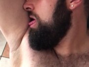 Big alpha horny italian hairy bear licks sweaty armpit