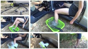 Ms Curious enjoying a special foot bath