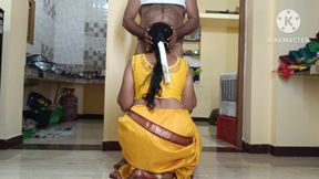 Yellow Colour Saree Housewife with Step Brother