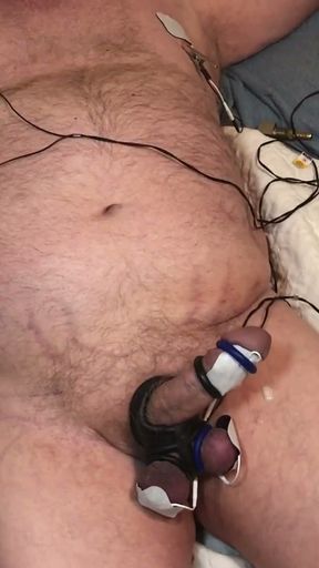 Estim with steel nipple clamps and tightly bound dick and balls. HFO   Clip 3