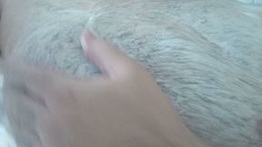 Washing my hairy chest while showering
