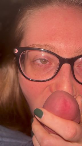 Amateur Wife Gives Sensual Blowjob with Titjob Cum