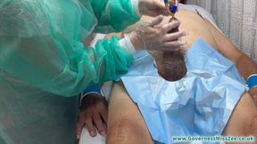 Penile stimulation with catheter 
And scrotal saline injection