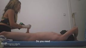 GODDESS orders ORGASMS to the trained slave with evil games after his ejaculation