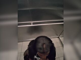 Shy Girl Gets Convinced in Elevator to Drink a Stranger's Cum