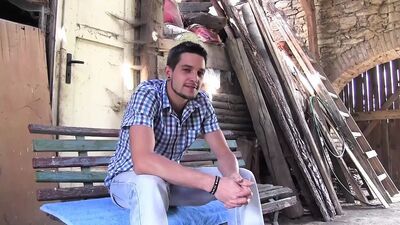 Handsome young man waiting expectantly for his first gay sex experience with hot blowjob and hard deep fucking