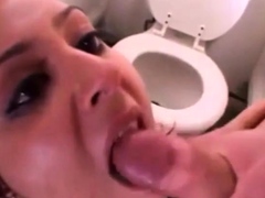 brunette cumbrushing scene