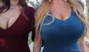 Big Tits Wife surprises Husband with some more Big Tits