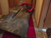 Vacbed with gloves and Russian Gasmask and fantasticrubber Catsuit