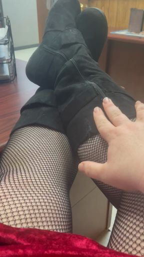 Tall boots and fishnets