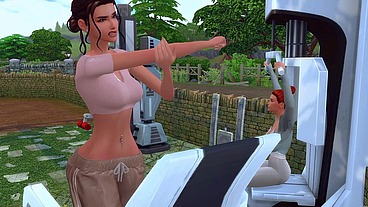 futanari mistress fed sperm to her sister after training in the gym sims me hentai sfm