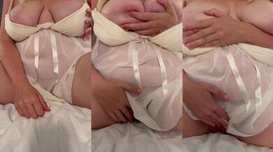 British MILF with natural jugs fingers herself moaning dirty words