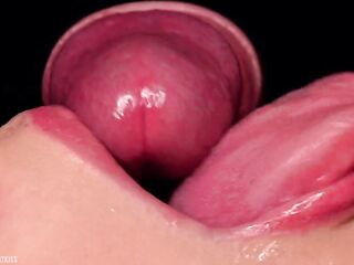 CLOSE UP: Most Excellent FREE Sloppy Throat for your CUM! Use my CUM DUMPSTER! SEXY Sucking Penis ASMR - ORAL JOB