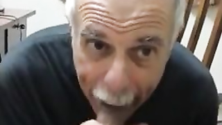 Old daddy give me blowjob and eat my cum 9