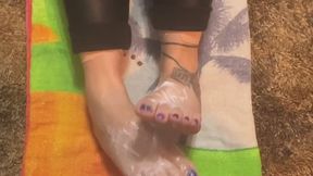 Oops! I Got Too Much Lotion On My Bare Feet! (Creamy Toes)