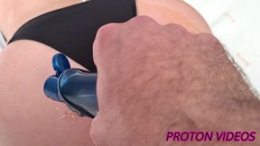 thoroughly oiled down big round brazilian ass to fuck (rear view)