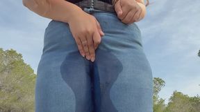Pee in Jeans Peeing Outdoor Piss Street Urina Wet Slut Peeing In Pants