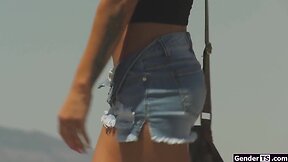 Hitchiking transsexual khloe kay is barebacked