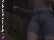 Peep my dick 🍆 🤫... Let's jerk outside on a rocky path... The squirrel nearly caught me naked.😅🥵