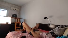 Amateur Wife Fingers Pussy Has Orgasm. Latina Hairy Pussy, Big Tits.