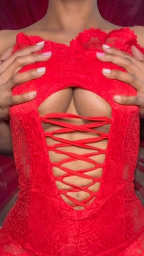 Ebony Body Worship Findom Command Red Lace and Feet