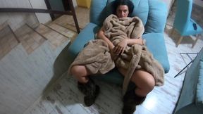 romantic fucking and cum play on a fur-coat linner 268