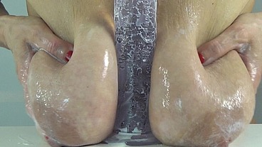 Big saggy tits in yogurt
