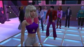 Latina threesome in public at disco