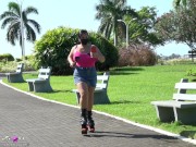 Excessive Bounce Bra Problems In Slowmo While Running On My Jump Boots | Destiny Starr