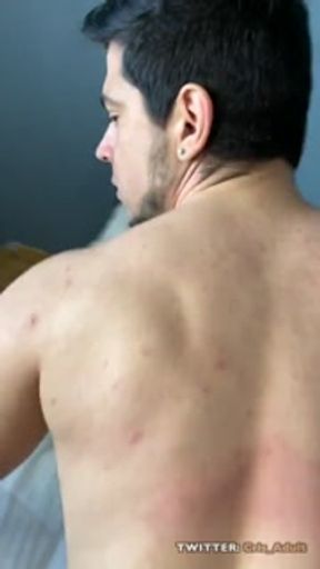 Daddy fucked me in the mouth and ass dressed as Santa. Watch how the sperm flows out of the ass