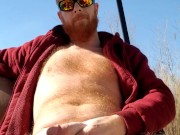 Hairy ginger playing with his dick, cum get it!