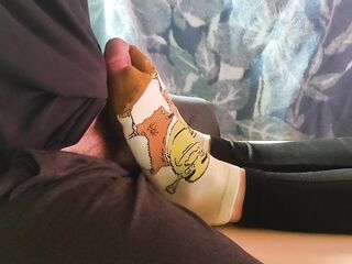 Giving sockjob and this chab cums on my socks