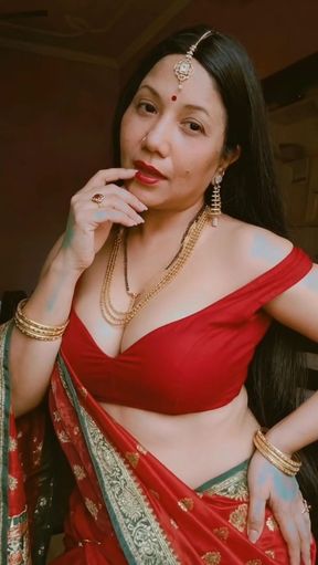 Indian woman in red dress