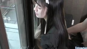 Akemi's Uncensored Cosplay Maid Fucker: Trains Passing, Real Girl Creampie